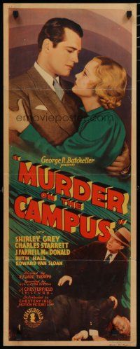9w574 MURDER ON THE CAMPUS insert '34 Charles Starrett, Shirley Grey murder mystery!
