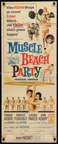 9w575 MUSCLE BEACH PARTY insert '64 Frankie & Annette, 10,000 biceps & 5,000 bikinis!