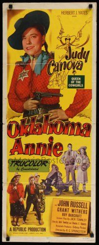 9w596 OKLAHOMA ANNIE insert '51 full-length artwork of Judy Canova, Queen of the Cowgirls!