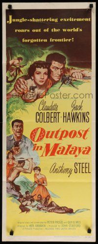 9w613 OUTPOST IN MALAYA insert '52 Claudette Colbert, Jack Hawkins, today's BIG adventure story!