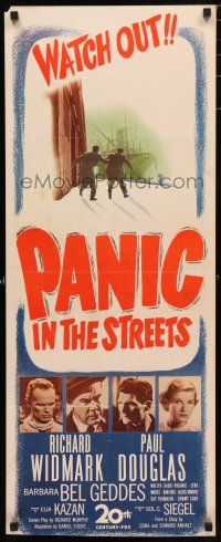 9w614 PANIC IN THE STREETS insert '50 Richard Widmark, Jack Palance, Elia Kazan film noir!
