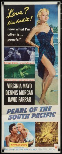 9w623 PEARL OF THE SOUTH PACIFIC insert '55 art of sexy Virginia Mayo in sarong & Dennis Morgan!