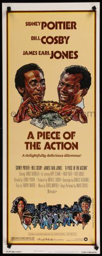 9w632 PIECE OF THE ACTION insert '77 great Drew Struzan art of Sidney Poitier & Bill Cosby!