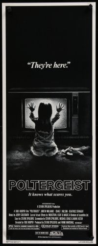 9w636 POLTERGEIST insert '82 Tobe Hooper, classic, they're here, Heather O'Rourke by TV!