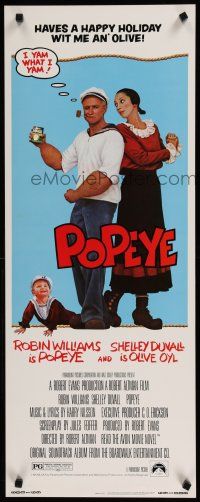 9w638 POPEYE insert '80 Robert Altman, Robin Williams & Shelley Duvall as E.C. Segar's characters!