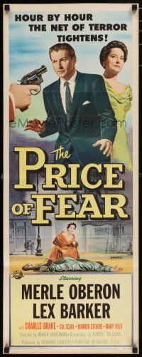 9w644 PRICE OF FEAR insert '56 the net of terror tightens on Merle Oberon, now there's no escape!