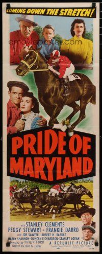 9w645 PRIDE OF MARYLAND insert '51 Stanley Clements & Peggy Stewart, cool horse racing image!