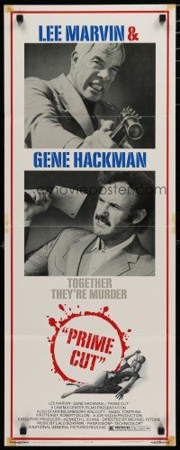 9w646 PRIME CUT insert '72 Lee Marvin w/machine gun, Gene Hackman w/cleaver!