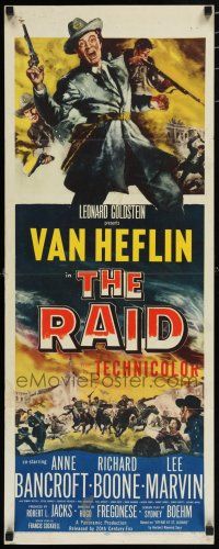 9w661 RAID insert '54 art of Van Heflin in Civil War uniform, Anne Bancroft, Richard Boone