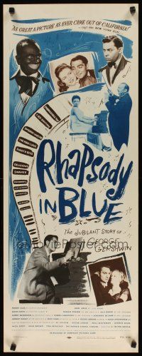 9w676 RHAPSODY IN BLUE insert R56 Robert Alda as George Gershwin, Al Jolson pictured!