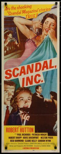 9w706 SCANDAL INC. insert '56 Robert Hutton, art of paparazzi photographing sexy woman in bed!