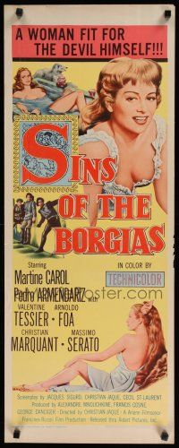 9w728 SINS OF THE BORGIAS insert '55 Christian-Jaque's Lucrece Borgia, sexy Martine Carol!