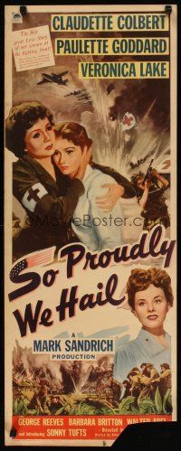 9w733 SO PROUDLY WE HAIL insert '43 fighting women Colbert, Veronica Lake & Paulette Goddard!