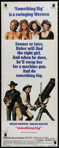 9w736 SOMETHING BIG insert '71 cool image of Dean Martin w/giant gatling gun, Brian Keith