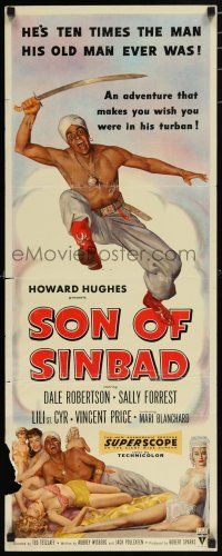 9w738 SON OF SINBAD insert '55 Howard Hughes, great art of super sexy harem women!