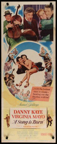 9w739 SONG IS BORN insert '48 Danny Kaye & pretty Virginia Mayo, Howard Hawks!