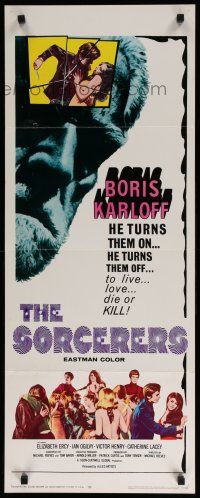 9w742 SORCERERS insert '67 Boris Karloff turns them on & off to live, love, die or KILL!
