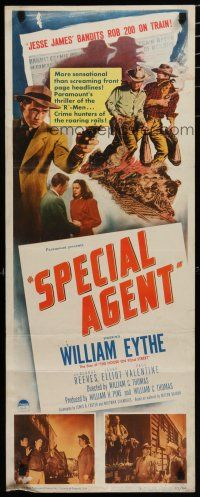 9w743 SPECIAL AGENT insert '49 detective William Eythe must stop train robber George Reeves!