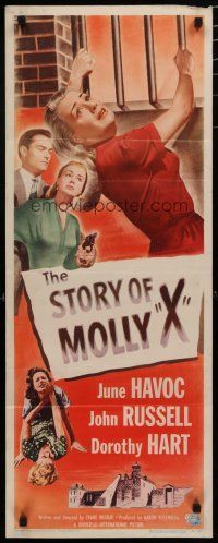 9w752 STORY OF MOLLY X insert '49 bad girl June Havoc ends up in woman's prison!