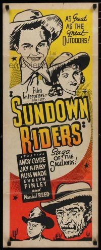 9w763 SUNDOWN RIDERS insert 1944 Andy Clyde, Jay Kirby, Russ Wade, pretty Evelyn Finley!