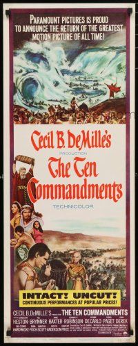 9w771 TEN COMMANDMENTS insert R66 Cecil B. DeMille classic starring Charlton Heston & Yul Brynner!
