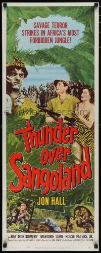 9w779 THUNDER OVER SANGOLAND insert '55 Jon Hall & Marjorie Lord fighting native jungle terrors!
