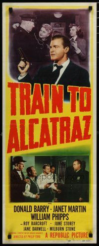 9w791 TRAIN TO ALCATRAZ insert '48 cool art of Don Red Barry in prison!
