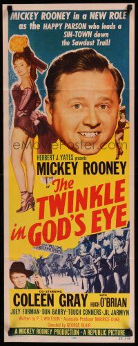 9w794 TWINKLE IN GOD'S EYE insert '55 art of Mickey Rooney, sexy Coleen Gray & 4 chorus girls!