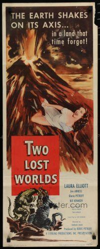 9w797 TWO LOST WORLDS insert '50 prehistoric time's most awesome spectacle, dinosaur art!