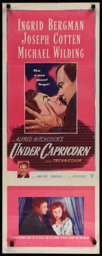 9w801 UNDER CAPRICORN insert '49 romantic image of Ingrid Bergman & Joseph Cotten, Alfred Hitchcock!