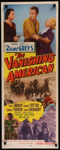 9w806 VANISHING AMERICAN insert '55 Zane Grey, Navajo Indian Scott Brady, Audrey Totter!