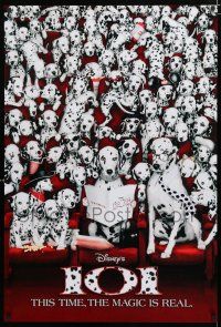 9x003 101 DALMATIANS int'l teaser 1sh '96 Walt Disney live action, dogs in theater!