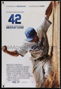 9x010 42 advance DS 1sh '13 baseball, image of Chadwick Boseman as Jackie Robinson sliding home!