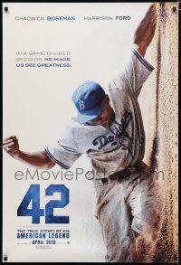 9x011 42 teaser DS 1sh '13 baseball, image of Chadwick Boseman as Jackie Robinson sliding home!