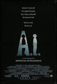 9x019 A.I. ARTIFICIAL INTELLIGENCE advance 1sh '01 Steven Spielberg, Haley Joel Osment, Jude Law
