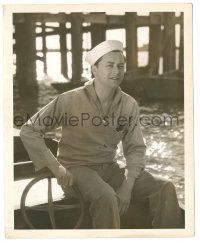 9y051 3 WISE GUYS deluxe candid 8x10 still '36 c/u of sailor Robert Young on boat by Ted Allen!