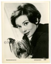 9y102 AUDREY HEPBURN 8x10.25 still '59 smiling c/u with her dog Mr. Famous making Green Mansions!