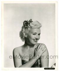 9y126 BETTY GRABLE 8.25x10 still '40s sexy smiling close up wearing shoulderless dress!