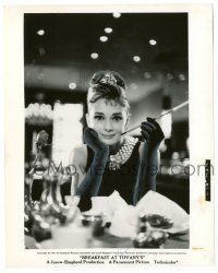 9y154 BREAKFAST AT TIFFANY'S 8.25x10.25 still '61 c/u sexy Audrey Hepburn w/ cigarette in holder!