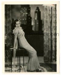 9y362 GLORIA SWANSON 8x10 key book still '20s full-length by window wearing incredible gown!