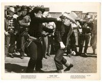 9y386 GUN LAW 8x10.25 still R47 cowboys watch George O'Brien trading punches with bad guy!