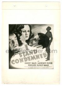 9y418 I STAND CONDEMNED 8x11 key book still '36 Laurence Olivier, Baur & Ward on six-sheet image!