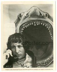 9y450 JAWS candid 8x10 still '75 director Steven Speilberg on phone by cool shark poster!