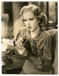 9y451 JEAN HARLOW 7.25x9.25 still '36 great c/u with pad & pen from Wife Versus Secretary!