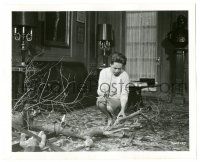 9y555 MARNIE 8.25x10 still '64 smoking Tippi Hedren examines damage from fallen tree, Hitchcock!