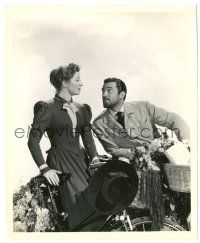 9y536 MADAME CURIE 8.25x10 still '43 pretty Greer Garson & Walter Pidgeon bicycling in France!