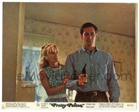 9y023 PRETTY POISON color 8x10 still '68 great c/u of Anthony Perkins w/ gun & pretty Tuesday Weld!