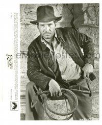 9y705 RAIDERS OF THE LOST ARK 8x10 still '81 c/u of daring archeologist Harrison Ford with whip!