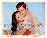9y029 SILVER CHALICE color 8x10 still '55 romantic c/u of young Paul Newman & pretty Pier Angeli!