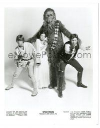 9y838 STAR WARS 8x10.25 still '77 best portrait of Luke Skywalker, Leia, Han Solo & Chewbacca!